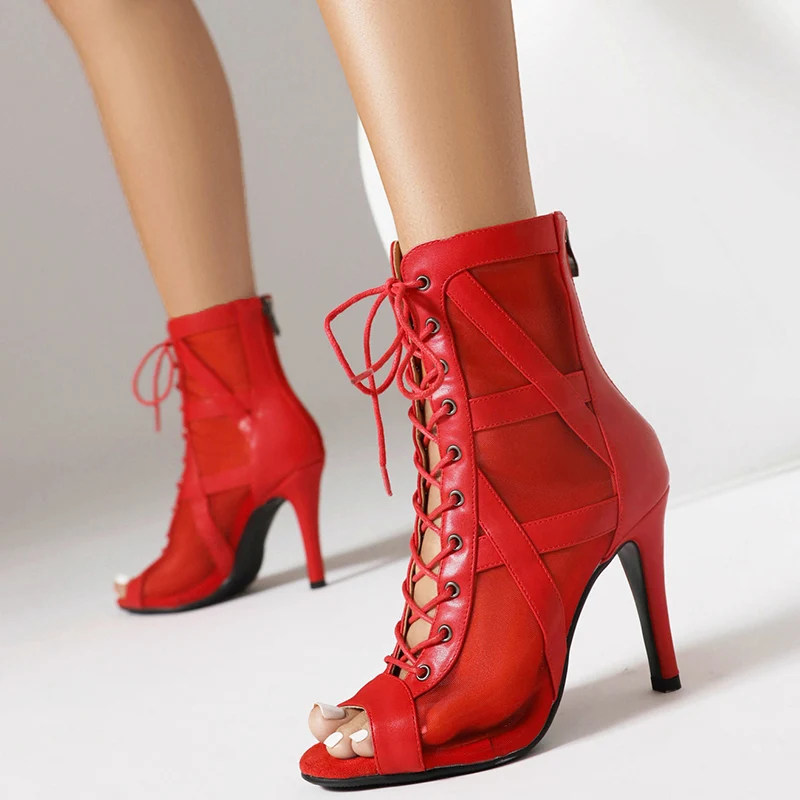 AJ Women's Rubber Sole 11cm/9cm Heel Heels Dancer Boots Jazz Salsa Dancing Shoes