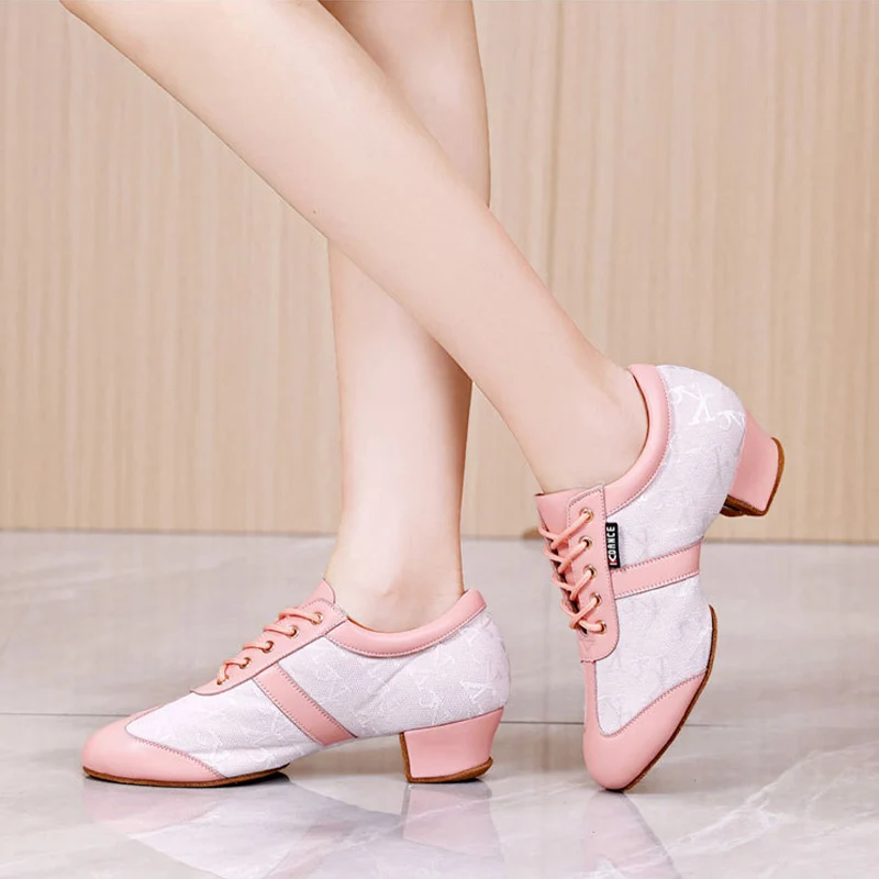 KCDANCE Women's Leatherette 3.5cm Heel With Lace-up Teaching & Practice Dance Shoes