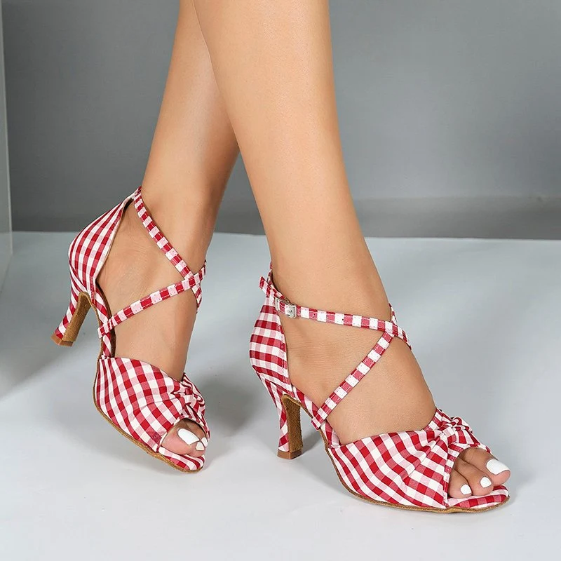Women's Red Customized Heel Latin Dance Shoes Ballroom Dance Shoes