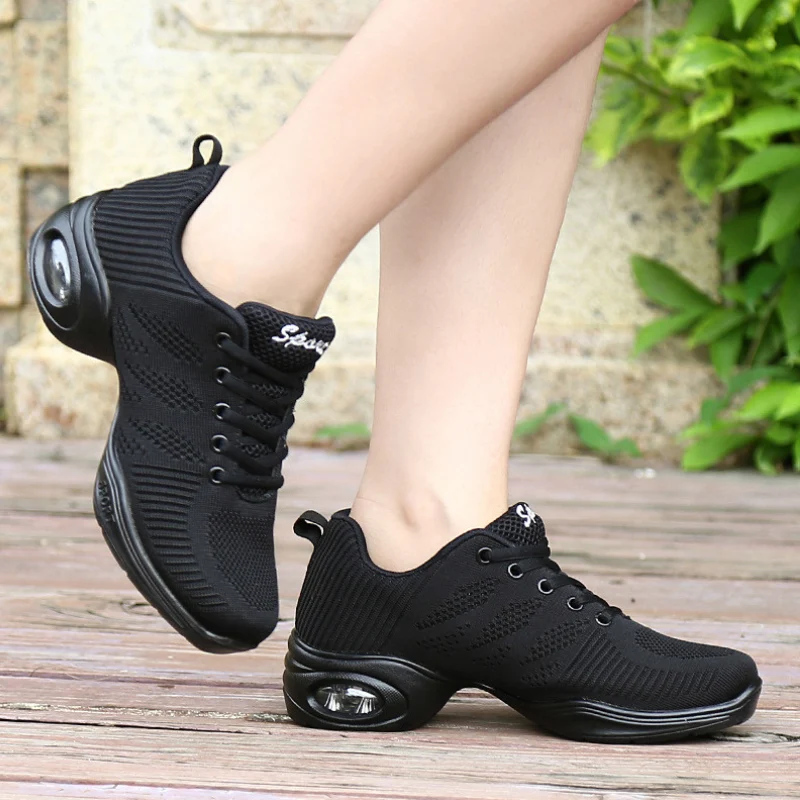 Women's Mesh Jazz Shoes Lace-up Dance Sneakers