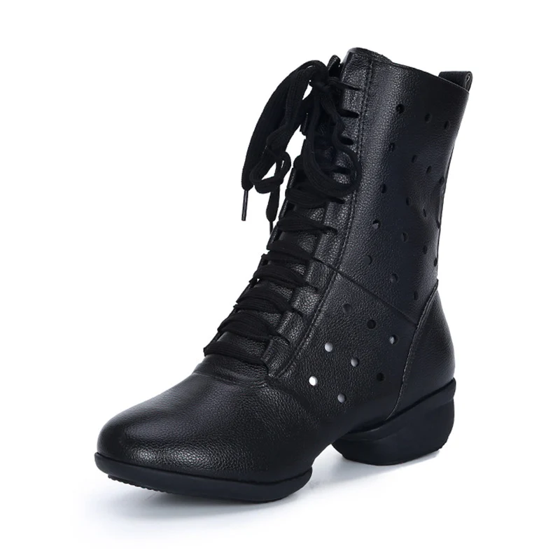 Women's Faux Leather Lace-up Dance Boots Training Practice Dance Shoes Jazz Dance