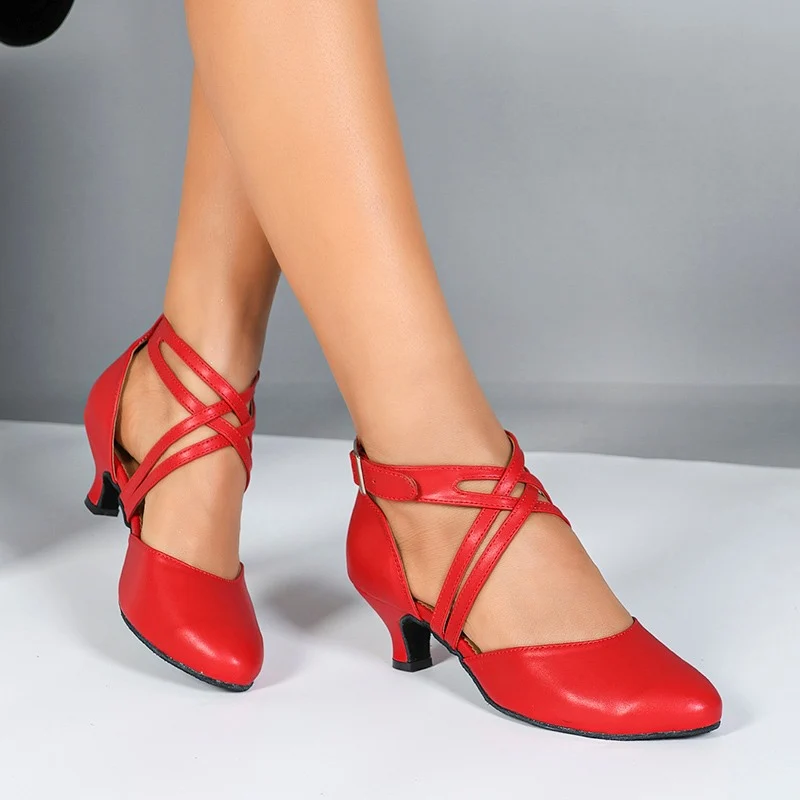 Women's Real Leather Customized Heel Ballroom Dance Shoes Retro Dancing Shoes