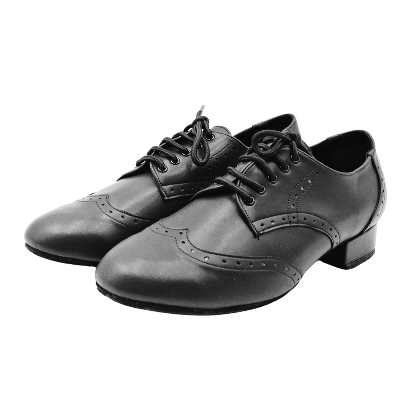 Men's 2cm Black Leatherette Heels Ballroom Dance Shoes