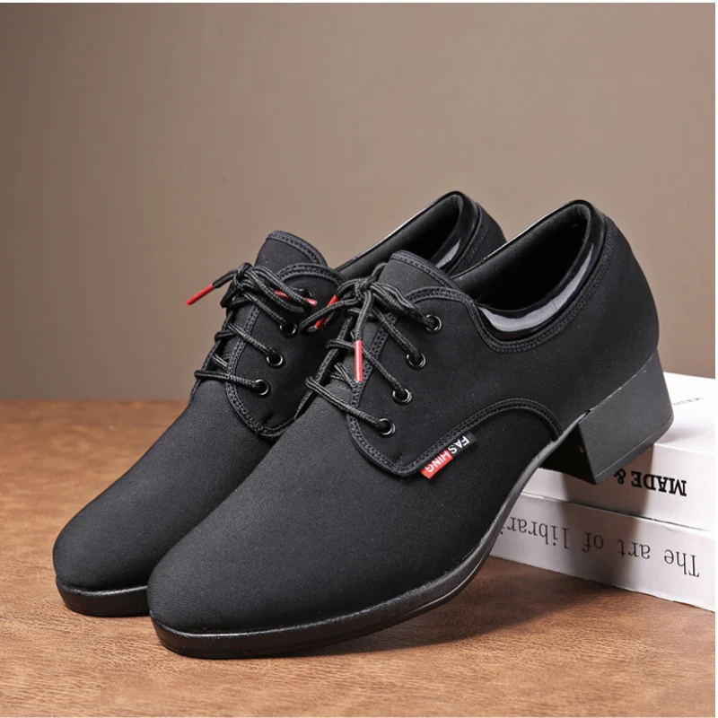 Men's 3.5cm Black Heels Ballroom Dance Shoes