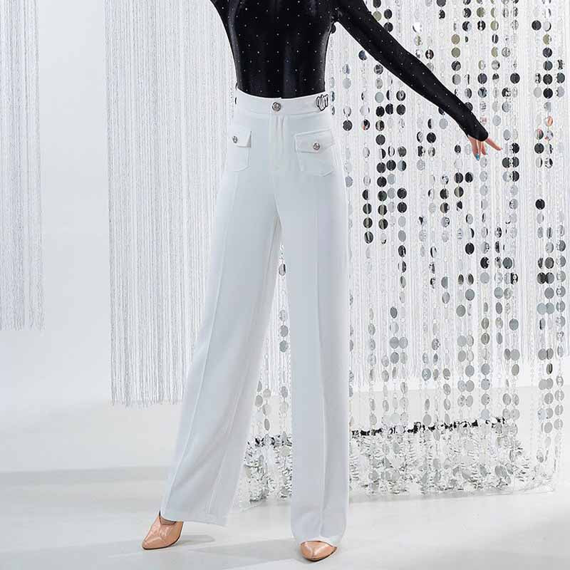 WJJ Women's High-waist Modern Ballroom Dance Pants Training Performance Dance Pants