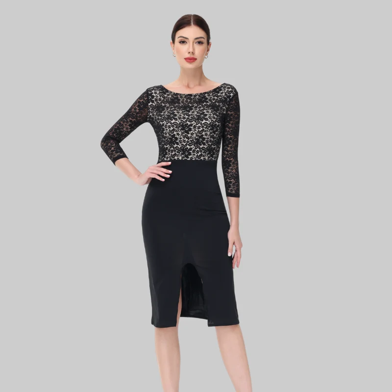 Customisable-Women's Black Dance Dress for Milonga & Parties Tango Dress