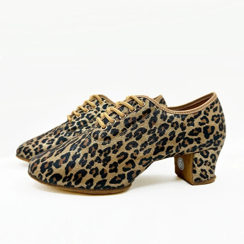 KCDANCE Women's Leopard Print Velvet 5cm Heel With Lace-up Teaching & Practice Dance Shoes