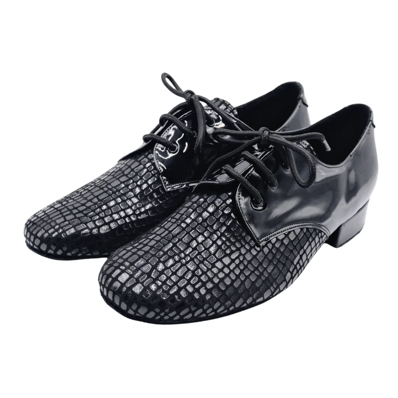 Men's 2cm Black Leatherette Heels Ballroom Dance Shoes