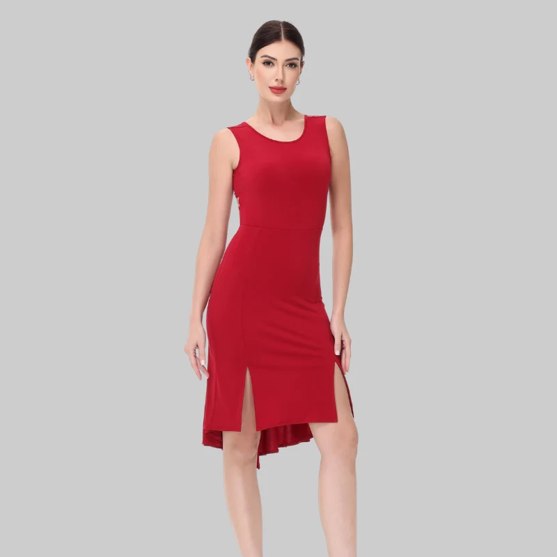 Customisable-Women's Sleeveless Red  Dance Dress for Milonga & Parties Tango Dress