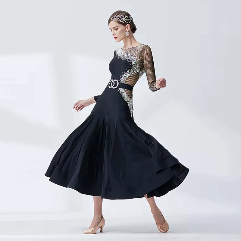 YUN Customisable-Women's Diamonds Ballroom Dancewear Modern Cotillion Waltz Dance Dress