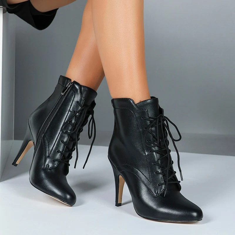 Women's Rubber Sole Customized Heel Rubber Sole  Jazz Shoes Lace-up Dance Heels Boots