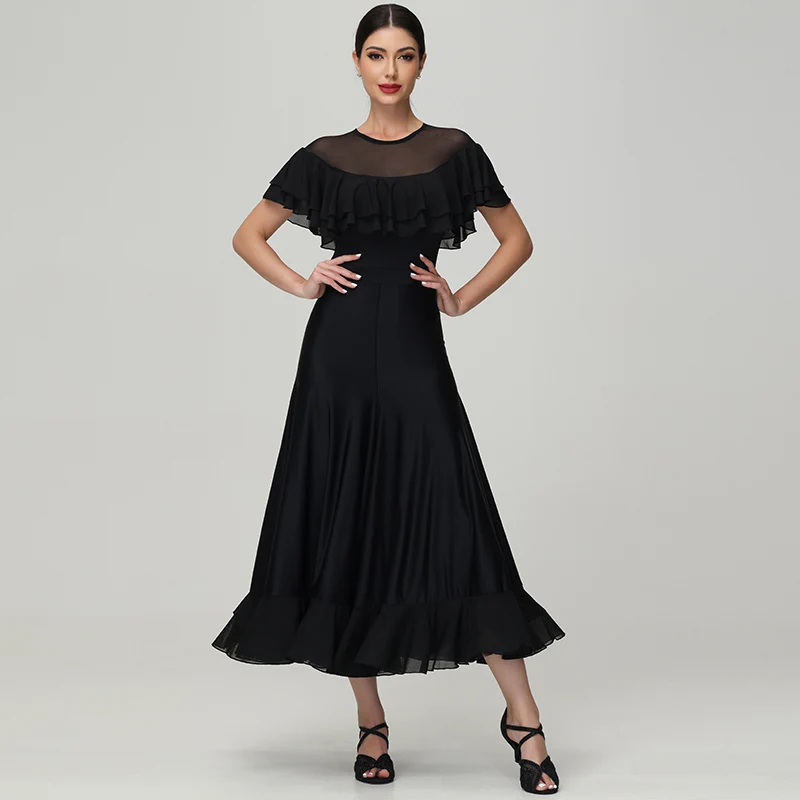 Customisable-Women's Round Neck Waltz Modern Ballroom Dance Dress Competition Dresses