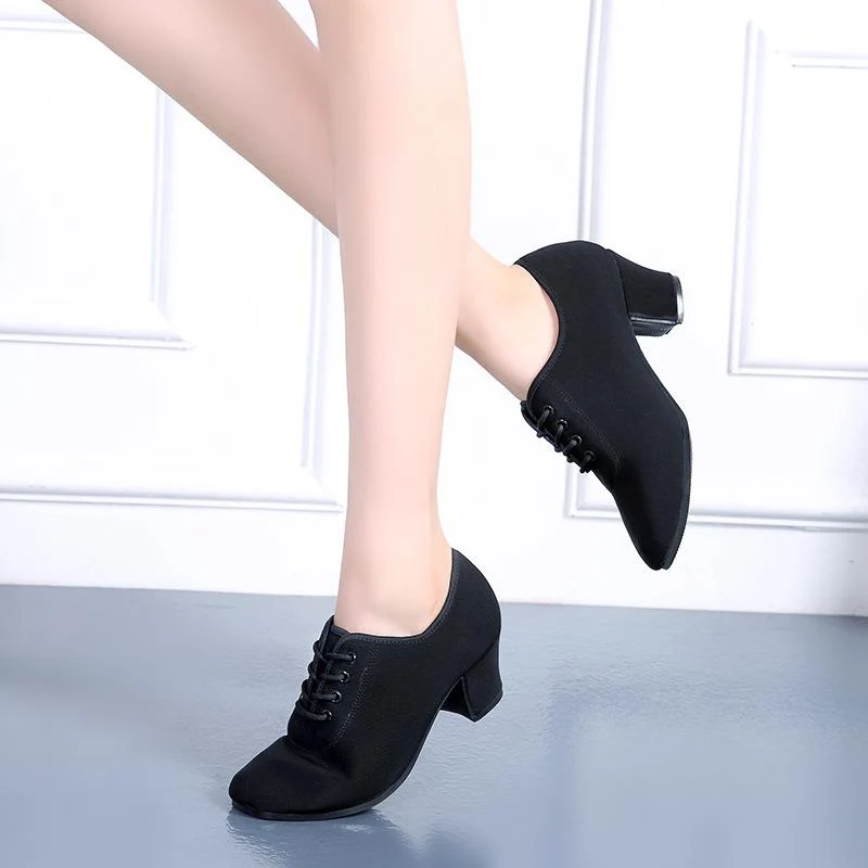 Women's Cloth Heels  Modem With Lace-up Teaching & Practice Dance Shoes