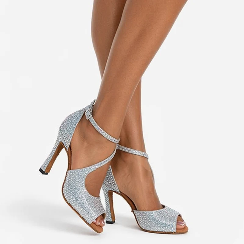 Women's Sparkling Glitter Customized Heel Dance Heels Salsa Shoes Ballroom Dance Shoes