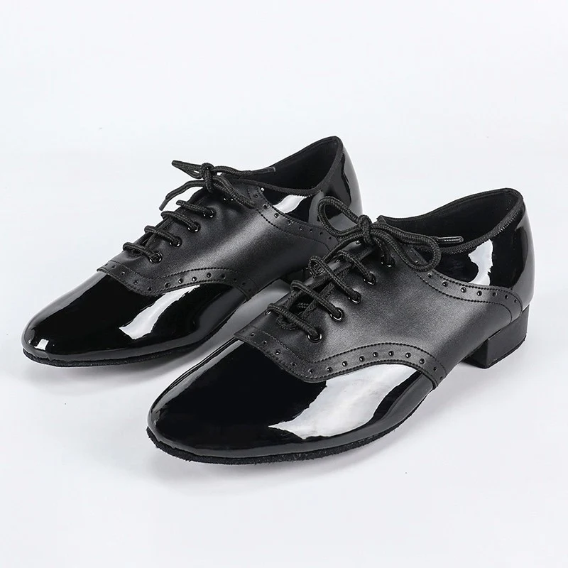 Men's 2cm Black Leatherette Heels Ballroom Dance Shoes
