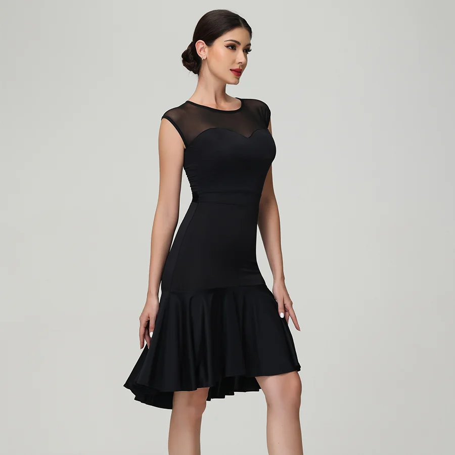 Customisable-Women's Black Sleeveless Dance Wear Dance Dress Performance Wear