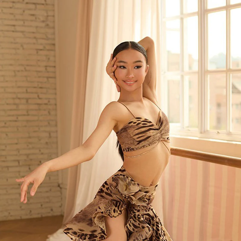 Z Girls Rhinestone Chain Latin Dance Top Performance Dance Top Dance Wear