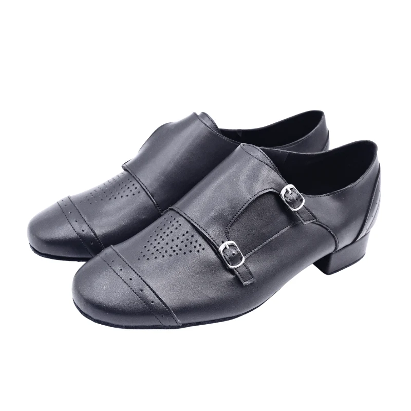 Men's 2cm Black Leatherette Heels Ballroom Dance Shoes