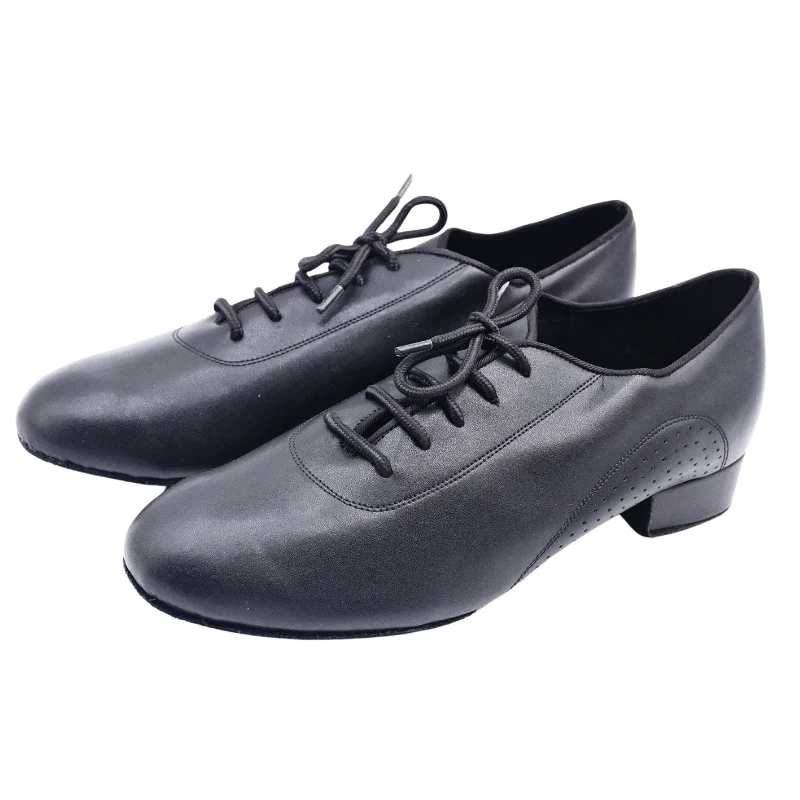 Men's 2cm Black Leatherette Heels Ballroom Dance Shoes