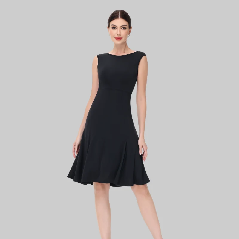 Women's Black Sleeveless Dance Wear Dance Dress Performance Wear