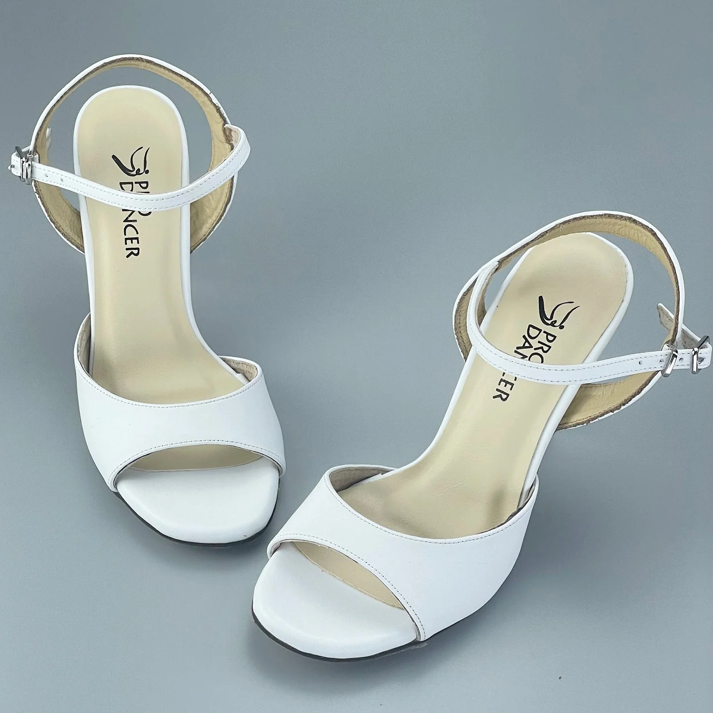 SHJ Women's White Real Leather 7.5cm/9.5cm Heels Dance Tango Shoes