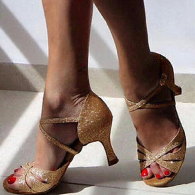 Women's Leatherette Customized Heel Ballroom Dance Shoes Latin Shoes