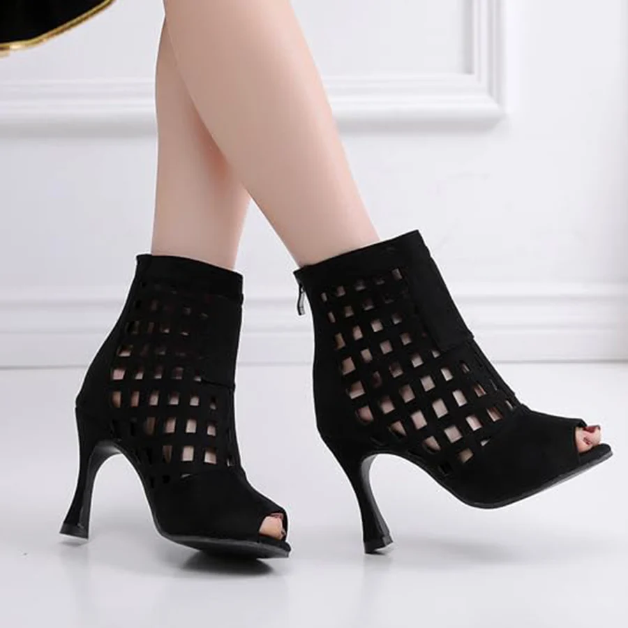 DS Women's Leatherette Customized Heel Rubber Sole Heels Dance Boots Jazz Dancing Shoes