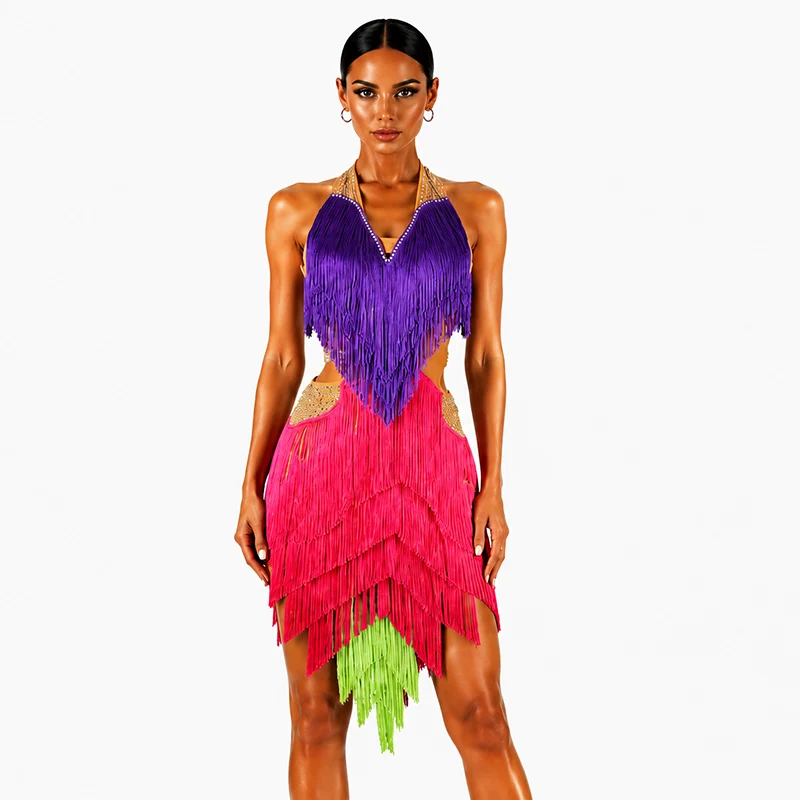 YZY Customisable-Women's Tassel DanceWear Dance Dress Performance Wear