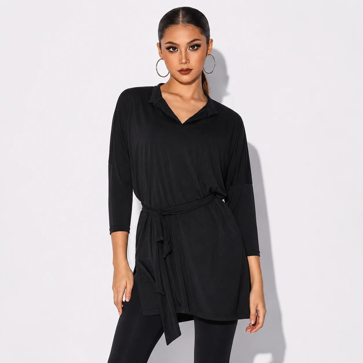 HC Women's Black Long Sleeve Dance Tops Dance Wear Training Performance Tops