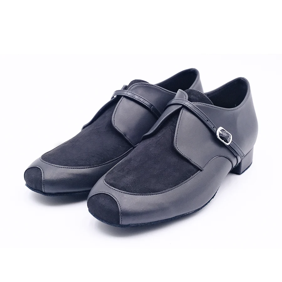Men's 2cm Black Leatherette Heels Ballroom Dance Shoes