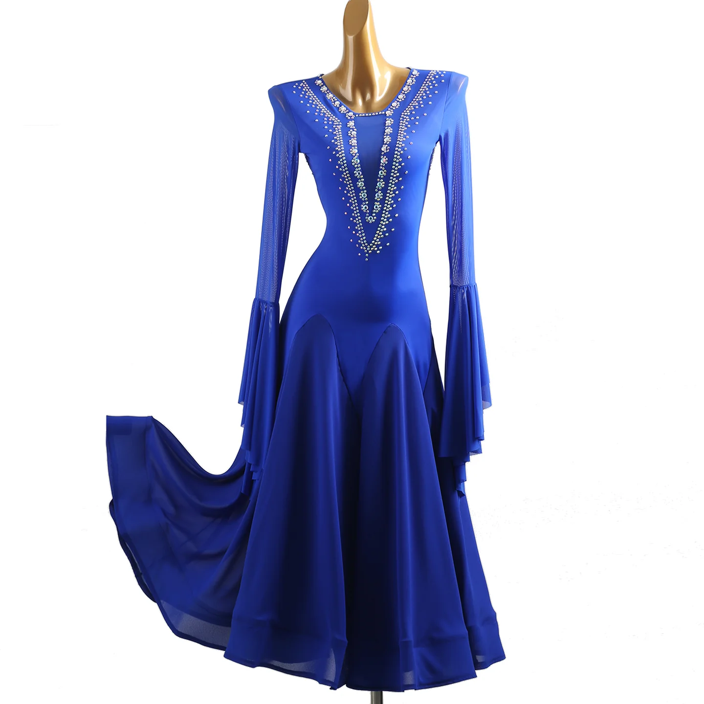 YZY Customisable-Women's Long Sleeve Modern Dance Dress Ballroom Dance Costume Training Performance