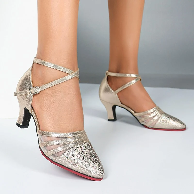 Women's Leatherette 3.5cm/5cm Heels Closed Toe Rubber Sole Ballroom Dance Shoes Modern Shoes