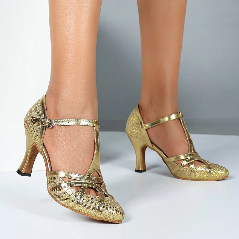 Women's Sparkling Glitter Customized Heel Ballroom Dance Shoes Modern Dance Shoes