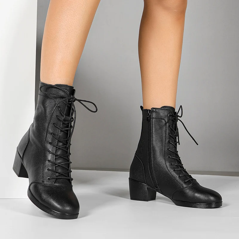 Women's Leatherette 5cm Heel Jazz With Lace-up Dance Boots Jazz Dance Shoes