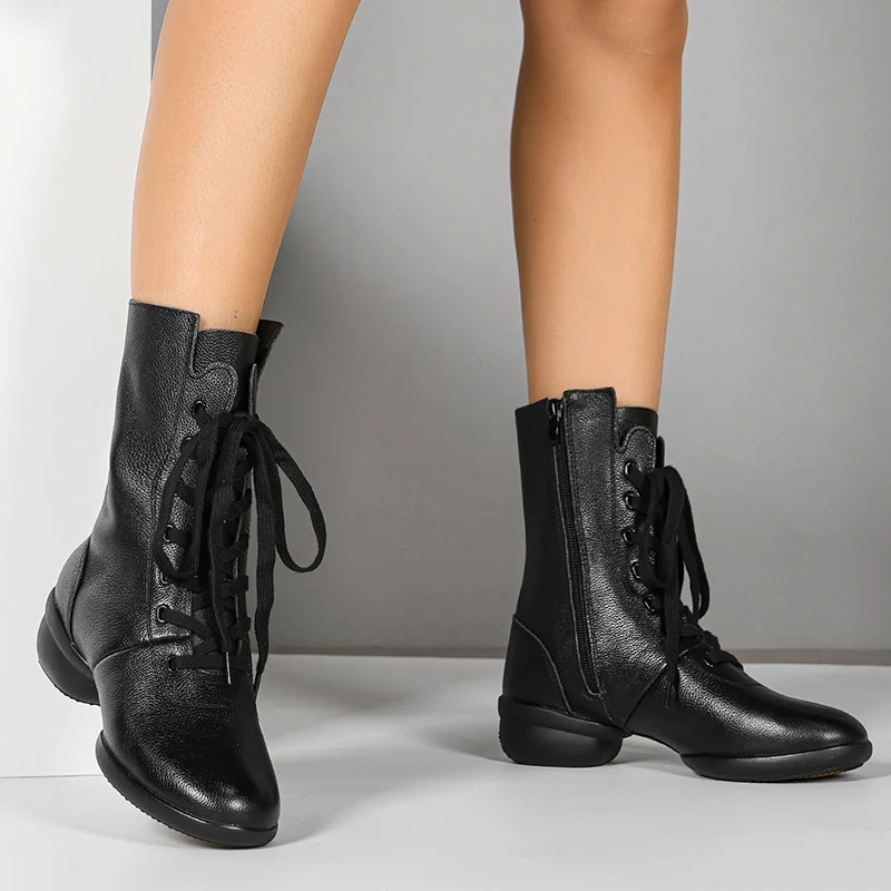 Women's Leatherette 4cm Heel Jazz With Lace-up Dance Boots Jazz Dance Shoes