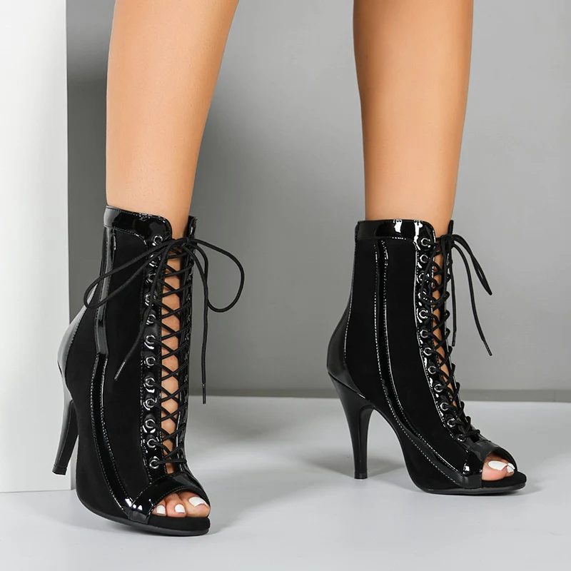 Women's Customized Heel Vegan Leather Stiletto Rubber Sole Dance Boots Street Sole Dance Shoes