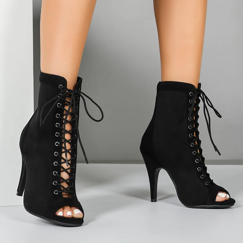 Women's Customized Heel Suede Heels Rubber Sole Dance Boots Jazz Salsa Street Sole Dance Shoes