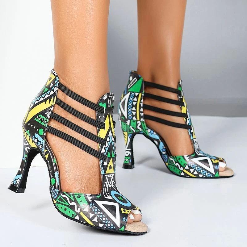 Women's Leatherette Customized Heel Dance Boots Salsa Dance Shoes