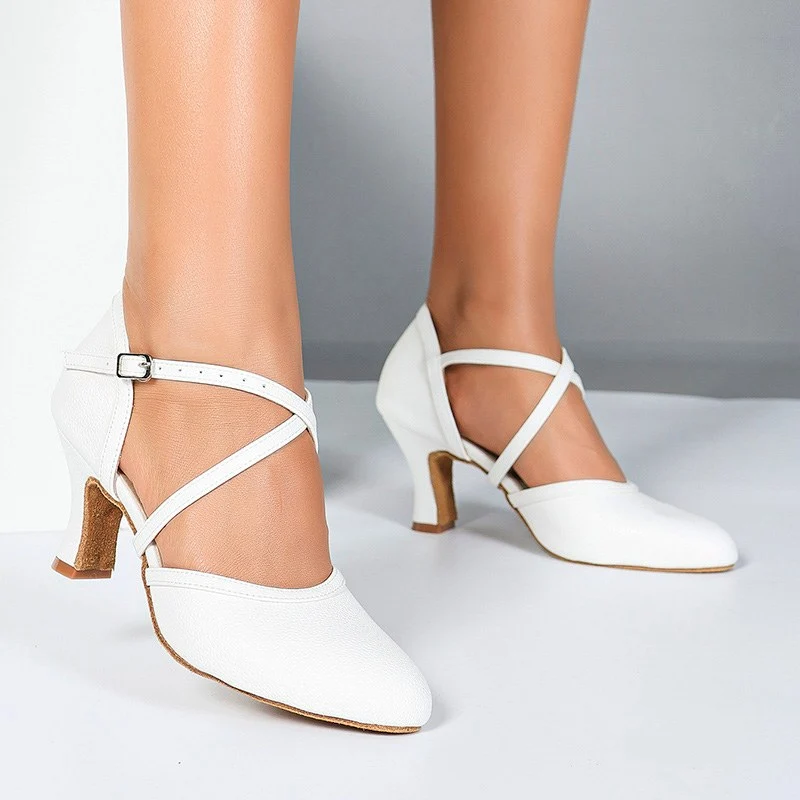 Women's PU Leather Customized Heel Ballroom Dance Shoes Modern Shoes Wedding Shoes