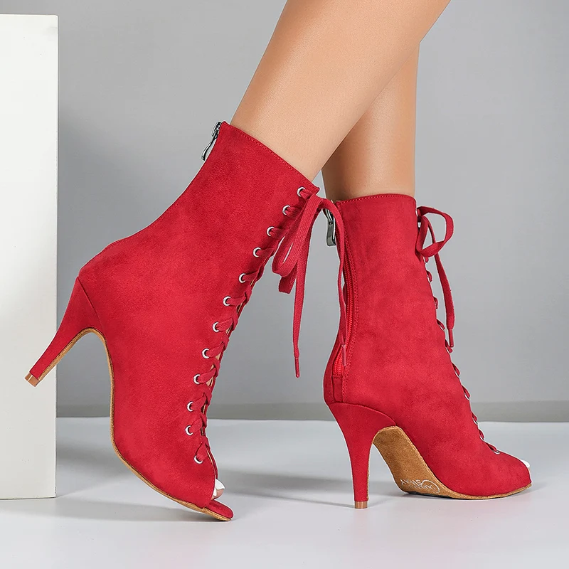 DS Women's Suede Customized Dance Heels Boots Salsa Jazz Dance Shoes