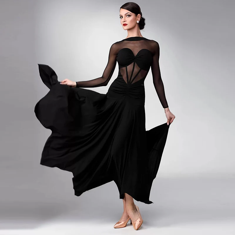 TID Customisable Women's Long Sleeve Dance Dresses Performance Competition Dancewear