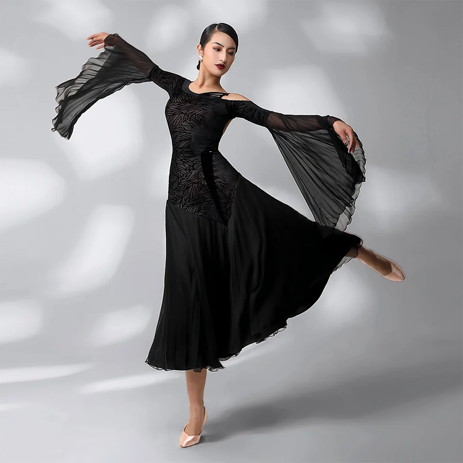 TID Customisable Women's Black Dance Dresses Performance Competition Dancewear