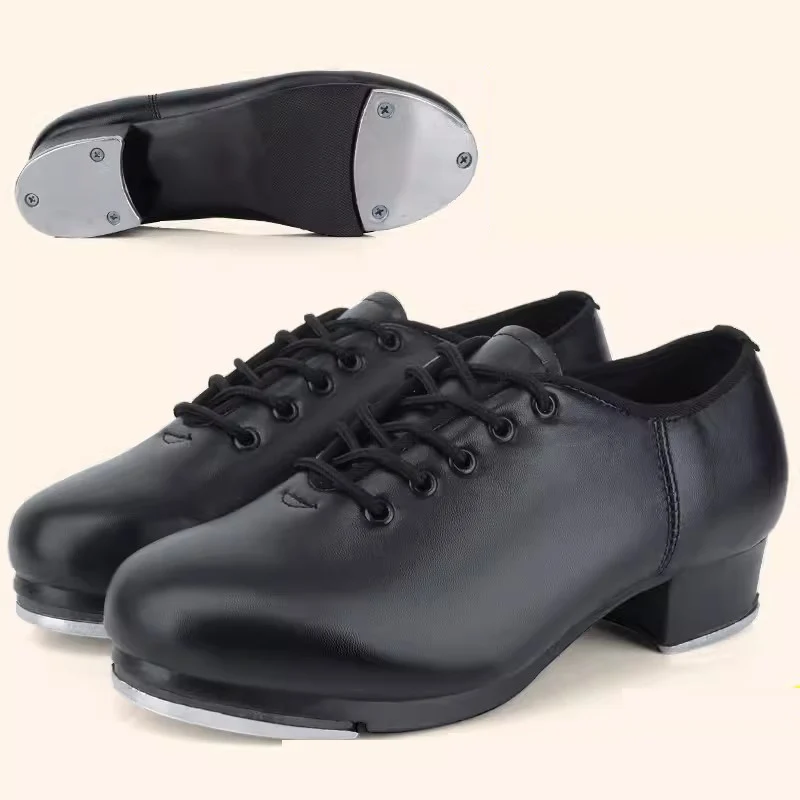 Unisex Leatherette 3.5cm Heel Tap Shoes With Lace-up Dance Shoes