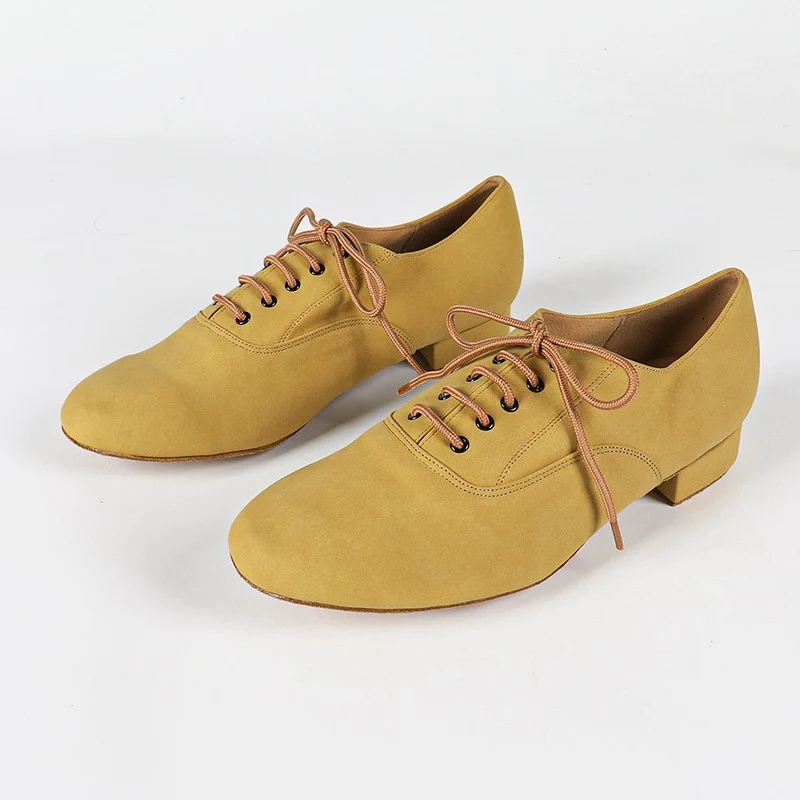 Men's 2cm Brown Leatherette Heels Ballroom Dance Shoes