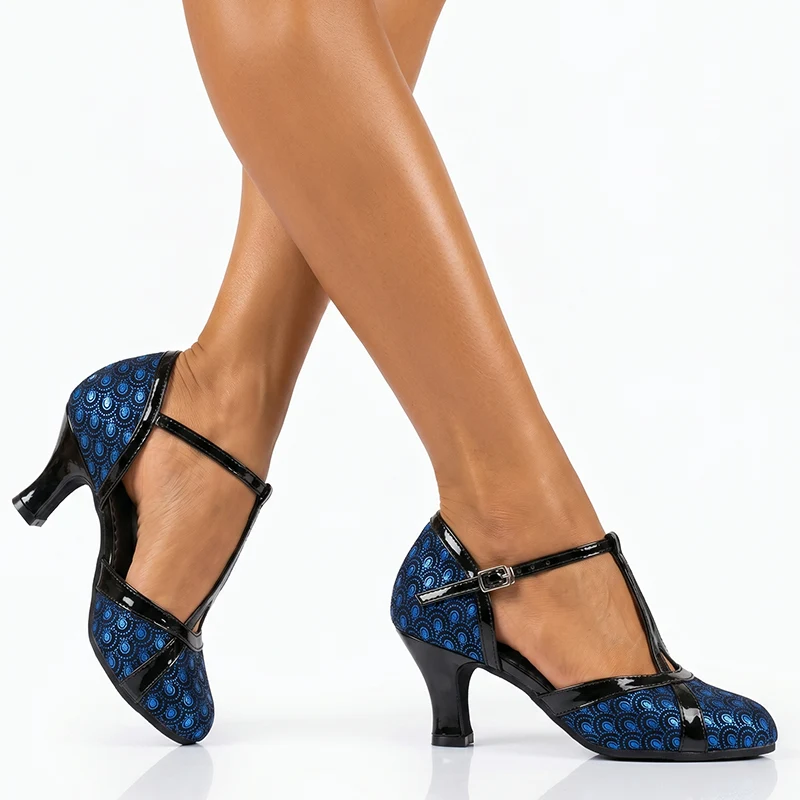 Women's T-strap Satin Customized Heel Modern Dance Shoes Ballroom Dance Shoes